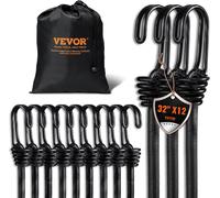 VEVOR Corde de tension de 12 pièces avec crochet en acier A3, 81,3 cm, sangles de tension robustes, 8 mm, set de cordes de tension élastiques pour camping, bâches, moto, camion et tente, noir