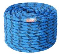 VEVOR Corde d'escalade Statique 12,7 mm 38 m, Corde de Sécurité Extérieure Tension de Rupture 32 KN, en Fibre avec Mousquetons en Acier, pour Évasion, Descente en Rappel, Sauvetage Incendie, Bleu