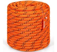 VEVOR Corde en Polyester Double tressé, 19 mm x 67,06 m, Corde d'escalade en Plein air, 24 brins, résistance à la Rupture de 88,96 KN, pour randonnée, Camping, balançoire, Sauvetage, Orange et Noir