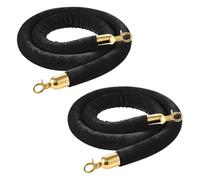 VEVOR Cordon de Délimitation 2PCs de 1,5 m, Corde pour Poteau de Guidage en Velours Noir, pour Contrôle des Foules Files d'Attente Théâtre Fête Mariage Exposition Événement, avec Crochets Dorés