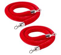 VEVOR Cordon de Délimitation 2PCs de 1,5 m, Corde pour Poteau de Guidage en Velours Rouge, pour Contrôle des Foules Files d'Attente Théâtre Fête Mariage Exposition Événement, avec Crochets Argentés