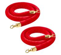 VEVOR Cordon de Délimitation 2PCs de 1,5 m, Corde pour Poteau de Guidage en Velours Rouge, pour Contrôle des Foules Files d'Attente Théâtre Fête Mariage Exposition Événement, avec Crochets Dorés