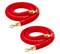 VEVOR Cordon de Délimitation 2PCs de 1,5 m, Corde pour Poteau de Guidage en Velours Rouge, pour Contrôle des Foules Files d'Attente Théâtre Fête Mariage Exposition Événement, avec Crochets Dorés
