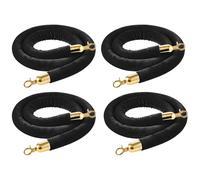 VEVOR Cordon de Délimitation 4PCs de 1,5 m, Corde pour Poteau de Guidage en Velours Noir, pour Contrôle des Foules Files d'Attente Théâtre Fête Mariage Exposition Événement, avec Crochets Dorés