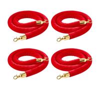 VEVOR Cordon de Délimitation 4PCs de 1,5 m, Corde pour Poteau de Guidage en Velours Rouge, pour Contrôle des Foules Files d'Attente Théâtre Fête Mariage Exposition Événement, avec Crochets Dorés