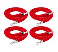 VEVOR Cordon de Délimitation 4PCs de 1,5 m, Corde pour Poteau de Guidage en Velours Rouge, pour Contrôle des Foules Files d'Attente Théâtre Fête Mariage Exposition Événement, avec Crochets Argentés