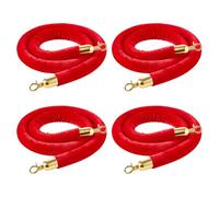 VEVOR Cordon de Délimitation 4PCs de 1,5 m, Corde pour Poteau de Guidage en Velours Rouge, pour Contrôle des Foules Files d'Attente Théâtre Fête Mariage Exposition Événement, avec Crochets Dorés