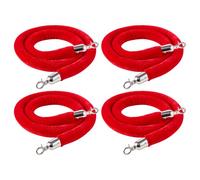 VEVOR Cordon de Délimitation 4PCs de 1,5 m, Corde pour Poteau de Guidage en Velours Rouge, pour Contrôle des Foules Files d'Attente Théâtre Fête Mariage Exposition Événement, avec Crochets Argentés