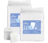 VEVOR Couches pour chiens, 45,72-63,5 cm de tour de taille, couches jetables, couches pour mâles, bandes ventrales anti-fuites à 360° avec indicateur d'humidité pour mâles, entraînement, incontinence,