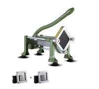 VEVOR Coupe-Frites Manuel, Coupe-Légumes Multifonction avec Lame en Acier Inoxydable de 12,7 mm et 9,5 mm, Coupe Pomme de Terre Patates avec Ventouse, pour Concombres, Carottes, Restaurant, Vert