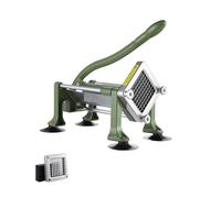 VEVOR Coupe-Frites Manuel, Coupe-Légumes Multifonction avec Lame en Acier Inoxydable 9,5 mm, Coupe Pomme de Terre Patates avec Pieds à Ventouse, pour Concombres, Carottes, Restaurant, Cuisine, Vert