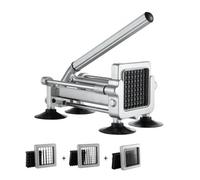 VEVOR Coupe-Frites Manuel, Coupe-Légumes Multifonction avec Lame en Inox de 12,7 mm, 9,5 mm et 6,35 mm, Coupe Pomme de Terre Patates avec Ventouse, pour Concombres, Carottes,Restaurant, Cuisine