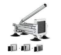 VEVOR Coupe-Frites Manuel, Coupe-Légumes Multifonction avec Lame en Inox de 12,7 mm, 9,5 mm et 6,35 mm, Coupe Pomme de Terre Patates avec Ventouse, pour Concombres, Carottes,Restaurant, Cuisine