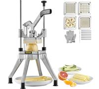 VEVOR Coupe-Frites Professionnel Manuel Coupe-Légumes Multifonction 4 Lames Inox 6,4/9,5/12,7 mm et Coupeur à 6 Quartiers Coupe Pomme de Terre Fruits en Bâtonnets Tranches pour Restaurant Cuisine
