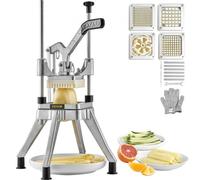 VEVOR Coupe-Frites Professionnel Manuel Coupe-Légumes Multifonction 4 Lames Inox 6,4/9,5/12,7 mm et Coupeur à 6 Quartiers Coupe Pomme de Terre Fruits en Bâtonnets Tranches pour Restaurant Cuisine