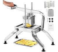 VEVOR Coupe-légumes Commerciale, Trancheuse à Légumes et Fruits Manuelle 6,35 mm/12,7 mm, en Acier Inoxydable et Alu, avec Pieds Antidérapants, pour Radis, Oignons, Pommes de Terre, Tomates, Cuisine