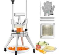 VEVOR Coupe-pommes de terre Coupe-frites 1/4 de pouce, Coupe-frites Coupe-légumes Hachoir commercial Coupe-fruits avec 2 lames de rechange, Hachoir en acier inoxydable Salade, fruits