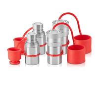 VEVOR Coupleur Hydraulique Rapide pour Chargeuse Compacte, Face Plate 1/2" et Filetage NPT 1/2", Raccord Rapide Hydraulique 2 Paires, avec 4 Capuchons Anti-poussière, 5076 PSI (ISO 16028), Usine