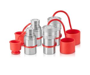 VEVOR Coupleur Hydraulique Rapide pour Chargeuse Compacte, Face Plate 1/2" et Filetage NPT 1/2", Raccord Rapide Hydraulique 2 Paires, avec 4 Capuchons Anti-poussière, 5076 PSI (ISO 16028), Usine