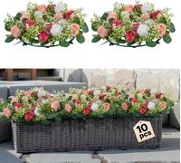 VEVOR Couronne de fleurs artificielles, 340x340x90 mm, Couronne de fleurs artificielles avec roses roses & blanches, centre d'arrangement floral pour la Saint-Valentin, la Fête des Mères, les fêtes, l