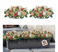 VEVOR Couronne de Roses Artificielles, Lot de 10, 34 cm, Compositions de Roses en Rose et Blanc Artificielles, Fausses Fleurs pour Centres de Table, Mariages, Saint-Valentin, Décoration d'Intérieur