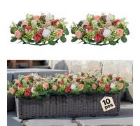 VEVOR Couronne de Roses Artificielles Lot de 10 34 cm Roses en Rose et Blanches