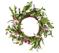 VEVOR Couronne décorative artificielle 55,88 cm, couronne de fleurs artificielles, rose vert, décorée de marguerites, gypsophile, bourgeons, pour toute l'année, pour maison, fenêtre, festival, mariage