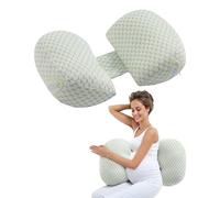 VEVOR Coussin de Grossesse, Forme W, Oreiller de Maternité Réglable pour Femmes Enceintes, Oreiller Soutien Doux Respirant avec Housse Amovible et Lavable, pour Dormir, Soutien Dos, Ventre, Hanches