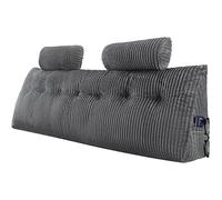 VEVOR Coussin de Lecture avec 2 Poches latérales et 2 appuis-tête, Coussin tête de lit (King Size), Oreiller en Flanelle Lavable, Soutien Dorsal pour Lire, Jouer, se Reposer et Travailler, Gris