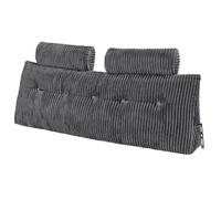 VEVOR Coussin de lecture avec 2 poches latérales et 2 appuis-tête, coussin tête de lit (Queen Size), oreiller en flanelle lavable, soutien dorsal pour lire, jouer, se reposer et travailler, gris