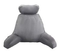 VEVOR Coussin de lecture avec appui-tête amovible, grand oreiller de lecture en mousse à mémoire de forme, avec 3 poches et tissu en velours court lavable, côtés avec poignée, pour lire et jouer, gris