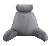 VEVOR Coussin de lecture avec appui-tête amovible, grand oreiller de lecture en mousse à mémoire de forme, avec 3 poches et tissu en velours court lavable, côtés avec poignée, pour lire et jouer, gris