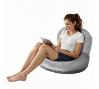 VEVOR Coussin de lecture en U, taille grand, oreiller de lecture lavable en velours doux et mousse de fibres, coussin d'assise de lit pour regarder la télévision, jouer, se reposer et travailler, gris