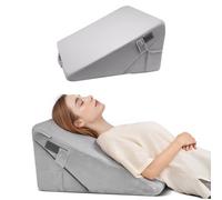VEVOR Coussin Incliné Lit, Oreiller Triangulaire Orthopédique Réglable, Rembourrage Mousse, Housse Lavable, Coussin de Lecture Lit pour Soulagement Reflux Acide, Maux de Dos, Jambes, Cou, Gris Clair