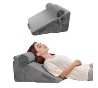 VEVOR Coussin Incliné Lit, Oreiller Triangulaire Orthopédique Réglable, Rembourrage Mousse, Housse Lavable, Coussin de Lecture Lit pour Soulagement Reflux Acide, Maux de Dos, Jambes, Cou, Gris Foncé