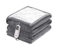VEVOR Couverture Chauffante Électrique en Flanelle Douce et Laine d'Agneau 180x200 cm 9 Réglages de Temps 6 Niveaux de Chauffage, Arrêt Automatique Après 8 Heures, pour Anniversaire, Grand-mère, Gris