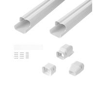 VEVOR Couverture de mini-ligne divisée, 75 mm largeur 2270 mm longueur, couvercle de conduite décoratif en PVC pour climatiseurs avec 2 conduits droits, peut être peint pour pompes à chaleur, blanc