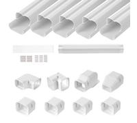VEVOR Couverture de mini-ligne divisée, 75 mm largeur 3110 mm longueur, couvercle de conduite décoratif en PVC pour climatiseurs avec 5 conduits droits, peut être peint pour pompes à chaleur, blanc