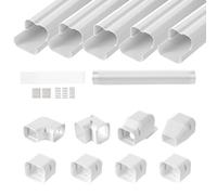 VEVOR Couverture de mini-ligne divisée, 75 mm largeur 3110 mm longueur, couvercle de conduite décoratif en PVC pour climatiseurs avec 5 conduits droits, peut être peint pour pompes à chaleur, blanc