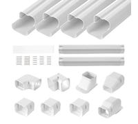 VEVOR Couverture de mini-ligne divisée, 75 mm largeur 5350 mm longueur, couvercle de conduite décoratif en PVC pour climatiseurs avec 4 conduits droits, peut être peint pour pompes à chaleur, blanc