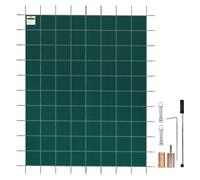 VEVOR Couverture de sécurité pour piscines creusées 4,9x9 m maille verte couverture de sécurité taille 5,5x9,8 m avec ensemble outils d'installation pour piscine d'hiver, résister au soleil, au vent