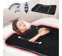 VEVOR Couverture de Sauna Infrarouge Lointain Tissu Oxford Plage Température Réglable 1-6 Niveaux 45°C-80°C Minuterie 1-60 min avec Trous de Bras Sacs de Sauna pour Désintoxication Relaxation Maison