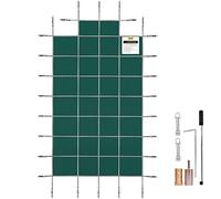 VEVOR Couverture de sécurité pour piscines creusées 5,5x11 m, maille verte avec marches d'extrémité centrales 1,2x2,4 m, couverture de sécurité solide pour piscine d'hiver, résister au soleil, au vent
