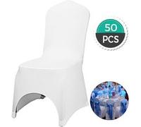 VEVOR Couverture Housses de Chaise Blanc Élastique Arqué pour Mariage Décoration 50 PCS Blanc
