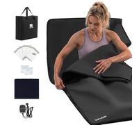 VEVOR Couverture Sauna Infrarouge 185x90 cm, Portable, en PU, Chauffage Uniforme pour Détente à Domicile, Température Réglable et Minuterie, avec Doublure Type Serviette et Sac de Transport, Noir