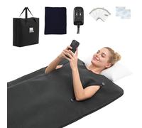VEVOR Couverture Sauna Infrarouge avec Ouvertures pour les Bras, 180x90 cm, Portable, Chauffage Uniforme, Température Réglable et Minuterie, en PU avec Doublure en Serviette et Sac de Transport, Noir