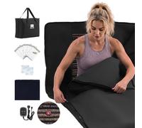 VEVOR Couverture Sauna Infrarouge avec Pierres Minérales, 185x90 cm, Portable, en PU, Zéro EMF, Chauffage Uniforme pour la Détente à Domicile, Température Réglable et Minuterie, Sac de Transport, Noir