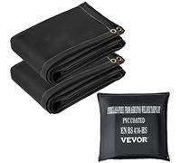 VEVOR Couvertures anti-feu, lot de 2 couvertures de soudage couverture anti-incendie 2,44 x 3,05 m ignifuge 550 °C couvertures d'urgence noires, couverture en fibre de verre avec 12 œillets en laiton