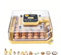 VEVOR Couveuse Œuf Automatique 48 Œufs de Poule Incubateur Œuf pour Éclosion Œufs de Volaille Poussins Canetons Oies Cailles, avec Mire LED Contrôle Température et Humidité Fenêtre Transparente 360°