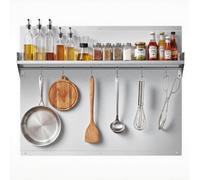 VEVOR Crédence de Cuisine en INOX, Plaque Anti Projection Murale 76x61 cm avec Étagère et Crochets, pour Cuisinière et Table de Cuisson, Fond de Hotte avec Trous Pré-percés, Résistant à la Chaleur